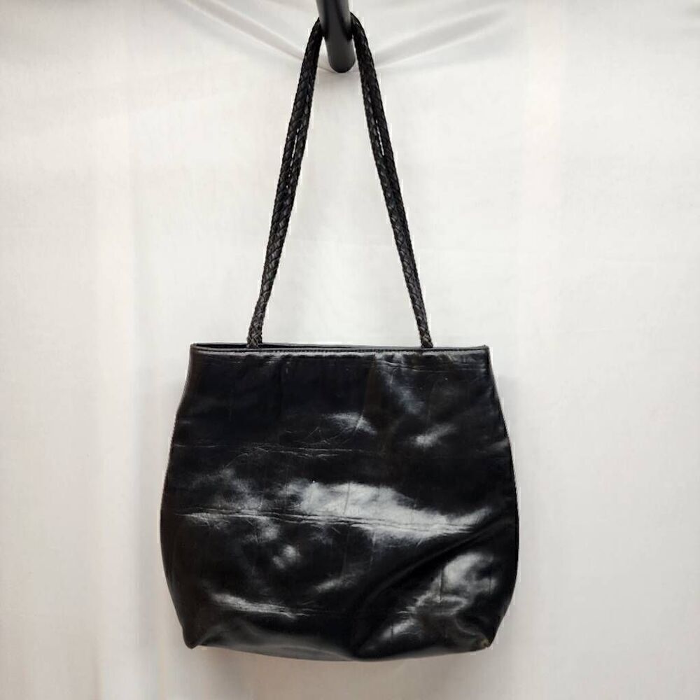 A. Gianneti Vintage Italian Leather Black Croc Embossed Handbag
